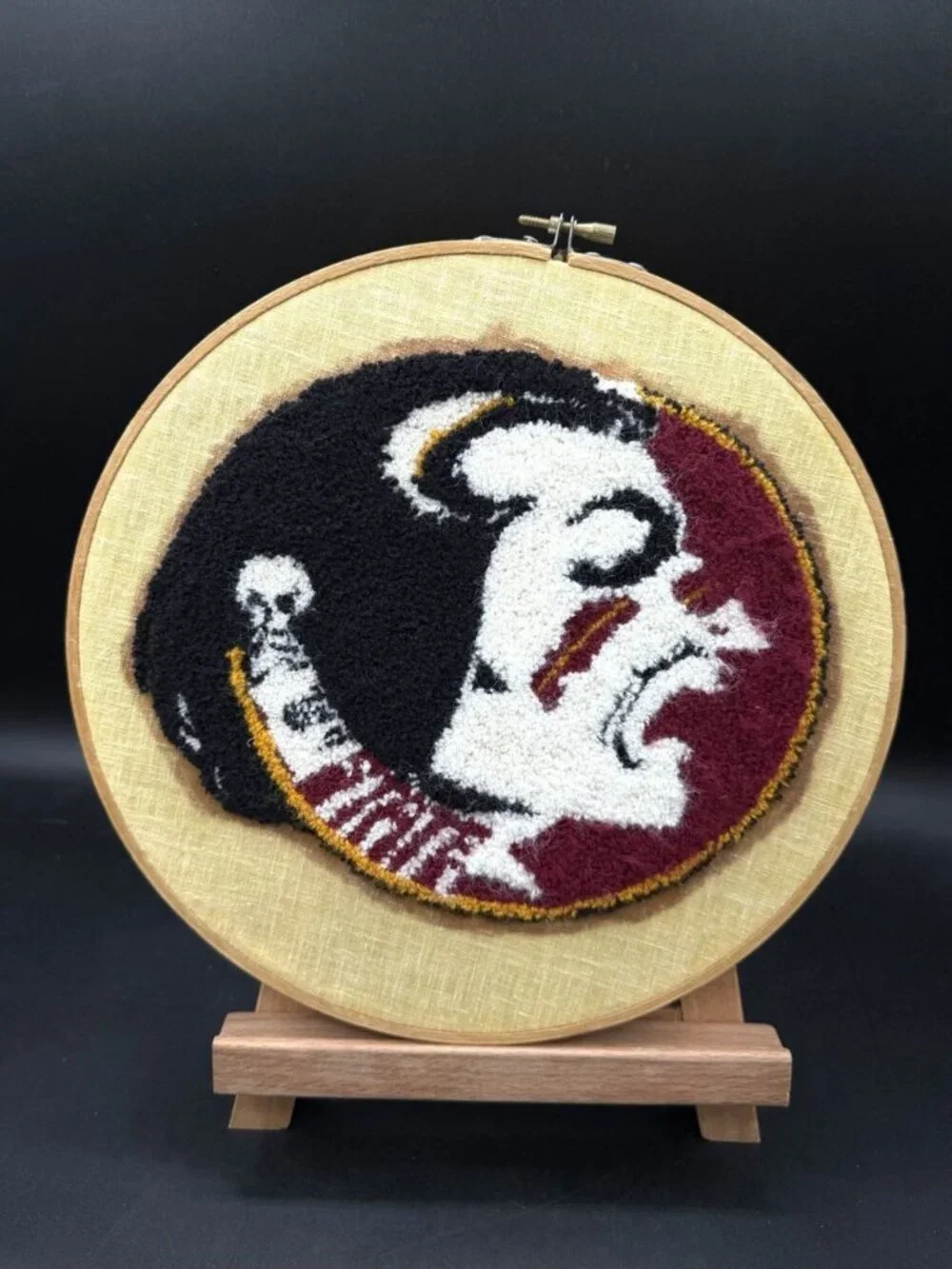 Cross Stitch Florida State Seminoles 10” Round Red Black White College